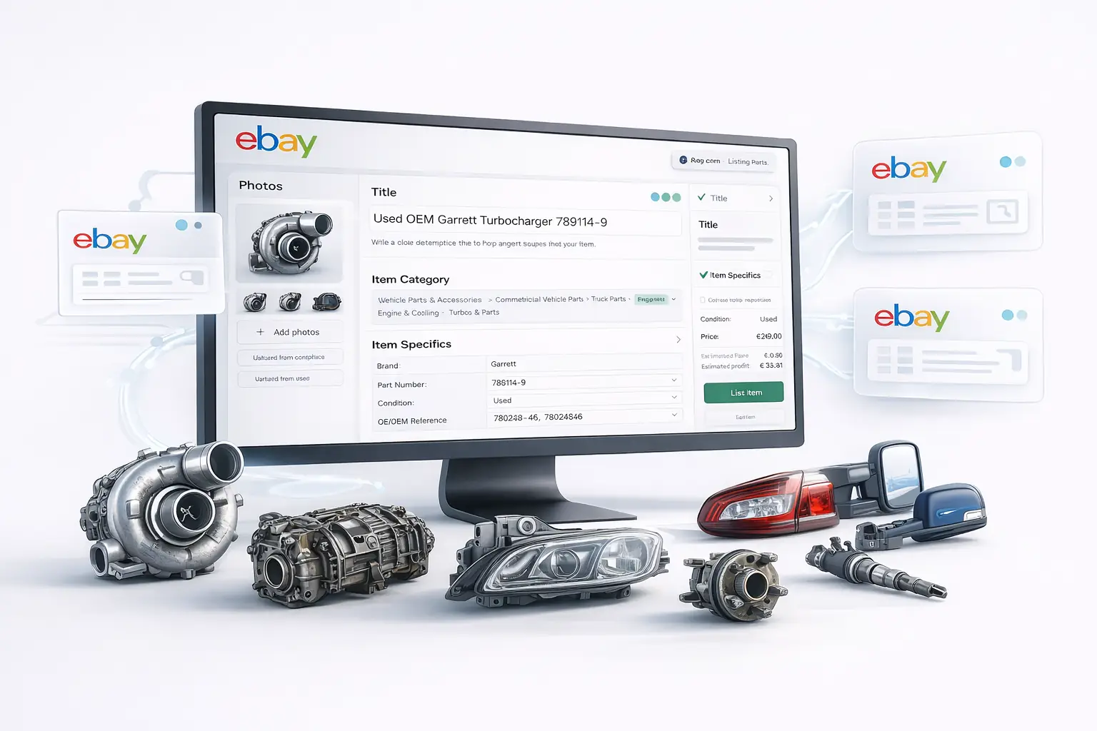 Servizio inserzioni eBay per ricambi auto